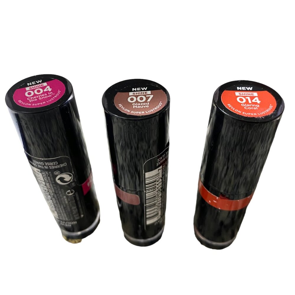 Lot of 3 NEW REVLON Super Lustrous Glass Shine Lipstick 004 007 014